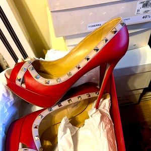 Gorgeous red and tan with gold studs  valentino heel